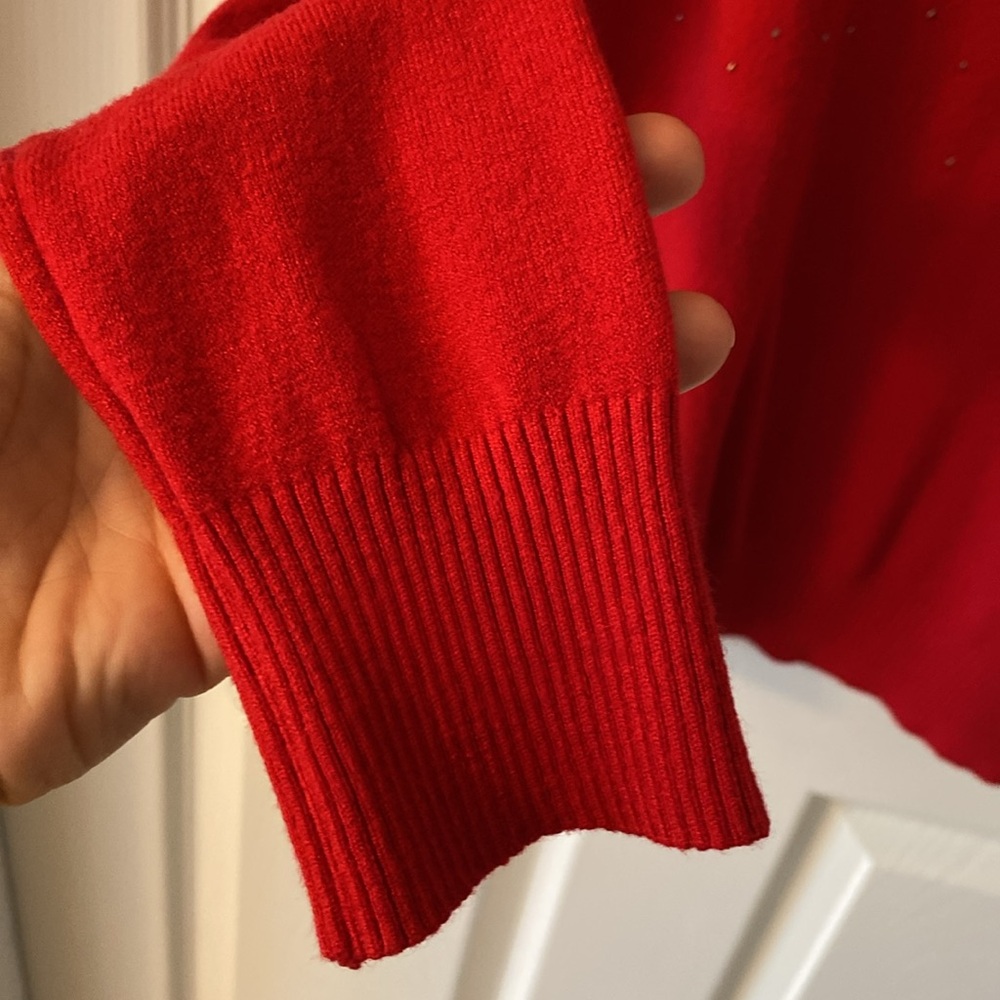 Red Sweater with Rhinestone Detailing - Picture 4 of 7
